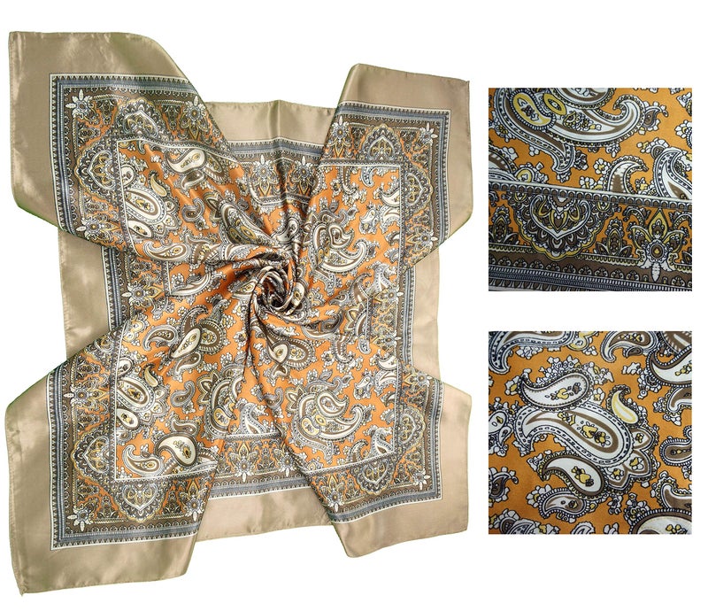 LilMents 4 Mixed Designs Large 35" Ã— 35" Square Polyester Satin Neck Head Scarf Scarves Set (Set Y16) - Image 4